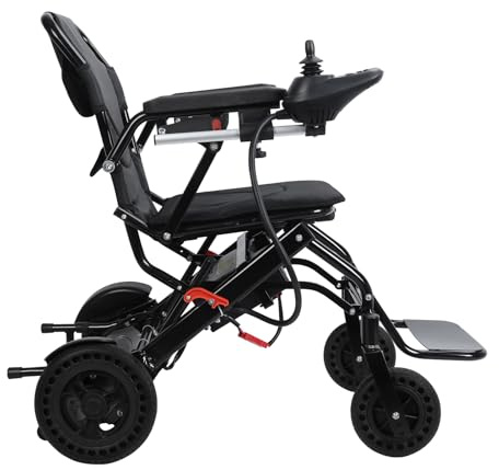 Electric Foldable Wheelchair for Elderly Mobility, Airline-Approved Travel Power Chair with 500W Dual Motors, 12 Mile Range, 22kg Lightweight Frame, Anti-Tilt Brake for Safety Use Black