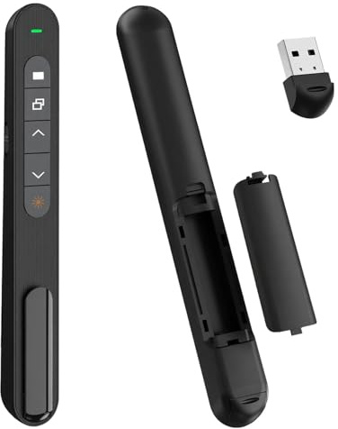 Presentation Clicker, 2.4G Hz Wireless Remote Presenter with Hyperlink & Volume Remote Control PowerPoint Office Presentation Clicker for Keynote/PPT/Mac/PC/Laptop(NO Battery)