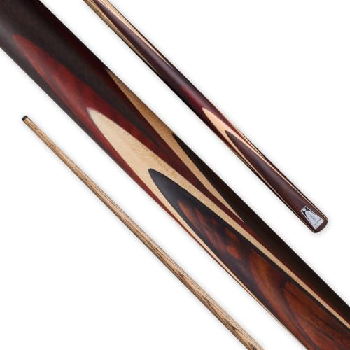 POWERGLIDE VISCOUNT Snooker-Queue-Stock aus Esche, 3/4 mit Gelenk, nordamerikanischer Eschenholzschaft, handgespleißter Palisanderstab, 540 g, volle Größe 144 cm, 9,5 mm Spitze