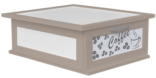 PARAMAISON Portacialde in Legno | Cassetto Porta Capsule per Nespresso, Dolce Gusto o Lavazza | Organizer per Caffè, Tè e Tisane | Design Chicchi Caffè Tortora