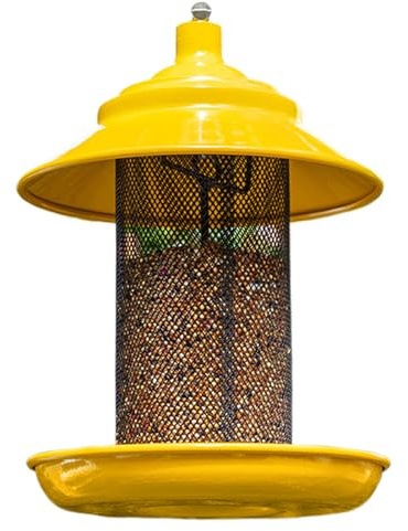 Vogelfutterspender Für Außen Eichhörnchensicher - Futterstation Aus Metall Mit Gitter & Auffangschale, Wetterfestes Vogelfutterhaus Für Finken & Meisen | 22cm