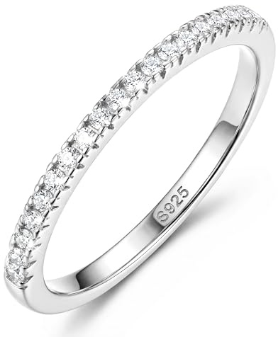Diamday 925 Sterling Silver Rings for Women, Silver Ring Size R-1/2