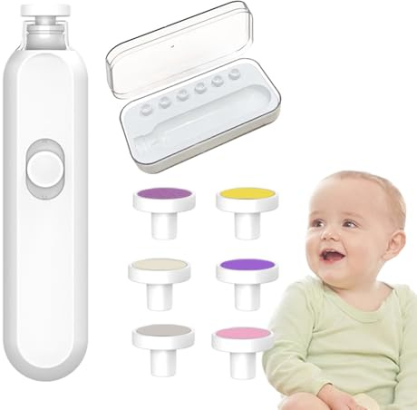 Limette Unghie Elettrica Automatica - Lima Automatica Silenziosa con Luce LED | Lima Elettrica per Unghie di Bambini con 6 Testine Abrasive - Per Casa Viaggio e Interni