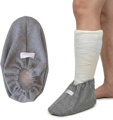PYRUVAE Calza Copri Gesso per Piede con Suola Antiscivolo Impermeabile, Scarpa Post Operatoria Regolabile per Fratture e Infortuni, Protezione per Gesso e Fasciature, 27cm (Grigio)