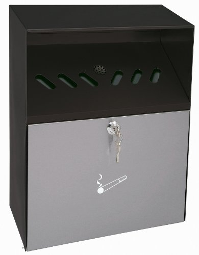 WEDO 17038112 Wandascher (mit Wetterschutzdach, pulverbeschichtetes Stahlblech, Füllmenge 6,8 Liter)