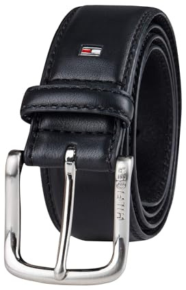 Tommy Hilfiger Men's Leather Stitch Belt (Pack of 1) with Engraved Logo,Black,36