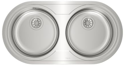 TEKA Fregadero de Dos Cubetas en Acero Inoxidable 18/10, Válvula Canasta 3 ½”, Profundidad 150mm, Instalación Encastrada para Mueble de 90cm, Modelo Duetta 2C
