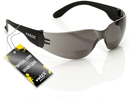voltX GRAFTER Bifokal lätt läsning säkerhetsglasögon/cykling sportglasögon (röklins +2,5 dioptre) CE EN166f certifierad + UV400 anti-dimbelagd lins