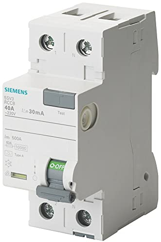 Siemens SENTRON Leitungsschutzschalter tipo-f 40 A 30 mA 230 V Neutral 1 + 2 Module
