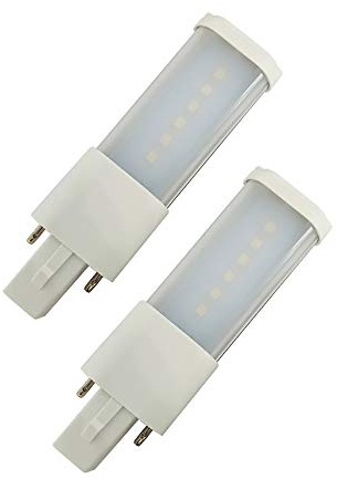 E-Simpo 2pcs G23 3W PLS-7W Replacement G23d 2P Daylight 6000K 110V AC Retrofit Horizontal Sideview Recessed Down LED Desk Read Table Plug PL Lamp Light (Cold White, 4.2in/107mm 3W)