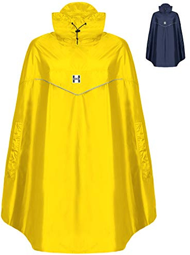 HOCK Rain Light - Poncho impermeable para bicicleta con capucha y abertura lateral, muy ligero, para hombre y mujer, 100% impermeable, Hombre, color amarillo señal, tamaño XXL (über 185cm Körpergröße)
