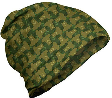 ABAKUHAUS Camo Unisex Beanie, Tarnung mit Bären Tiere, Wandern im Freien, Kitz und Jägergrün