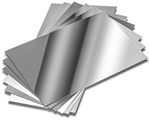 Elcoho 12 Pack Plastic Mirrors Decor Flexible Mirror Sheets Self Adhesive Mirror Tiles Silver Mirrors Board Card for Educational or Home Decor