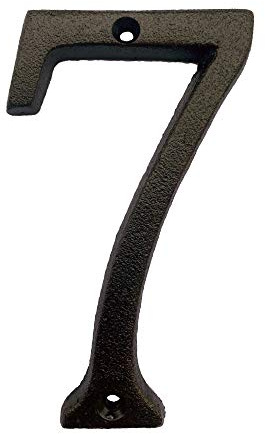 Hausnummer aus Gusseisen, 14 cm hoch, massive Hausnummern, elegantes schwarz-braunes Finish, einfache Montage mit passenden Schrauben Nummer 7