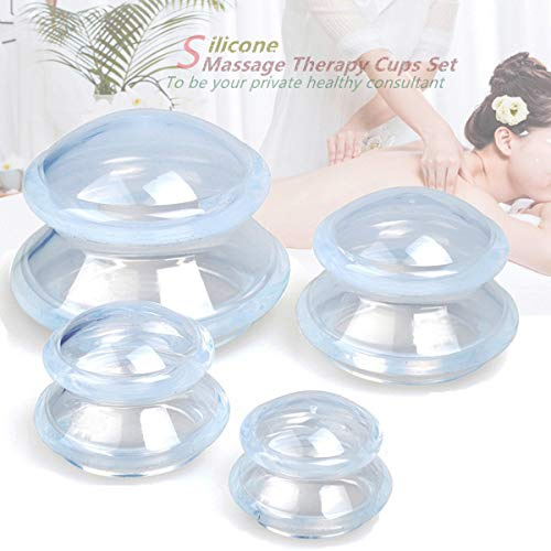 Lot de 4 ventouses de thérapie professionnelles en silicone pour studio et ménage, aspiration plus forte, convient pour le massage myofascial, les muscles, les nerfs, les douleurs articulaires