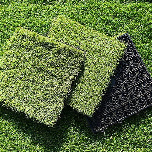 euroharry 11 Stück WPC Fliesen Balkonfliesen Terrasse 30x30cm Kunststoff Holzfliesen DIY Balkon Garten Klickfliesen