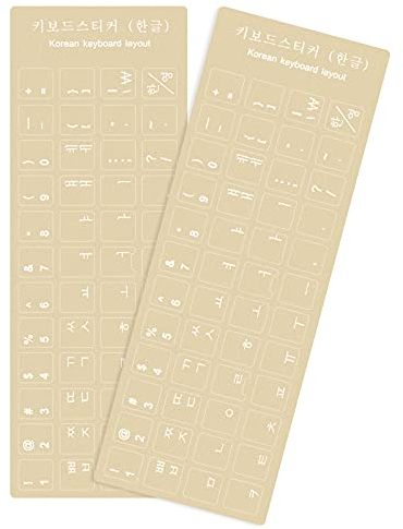 Confezione Da 2 Adesivi Universali per Tastiera Coreana - Sfondo Trasparente Con Scritte Bianche per Computer, Laptop, Notebook, Desktop - Ricambio