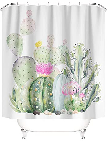M&W DAS DESIGN Rideau de douche, 180 x 200 cm, anti-moisissure, lavable, pliable, 12 anneaux en C, poids inférieur