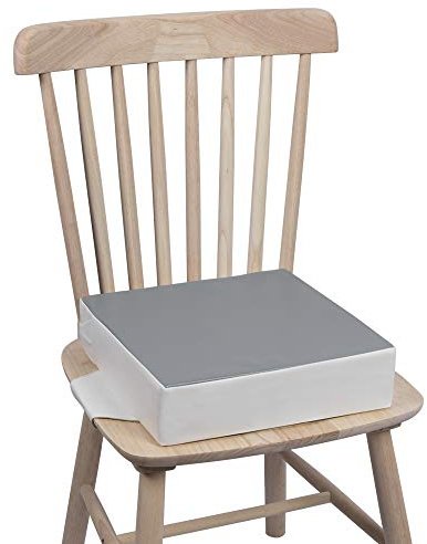 Kalawen Toddler PU Booster Seat for Dining Table Thick Increasing Washable Cushion with 2 Adjustable Straps Safety Buckle, Dismountable Portable Travel High Cushion for Kids (Grey)