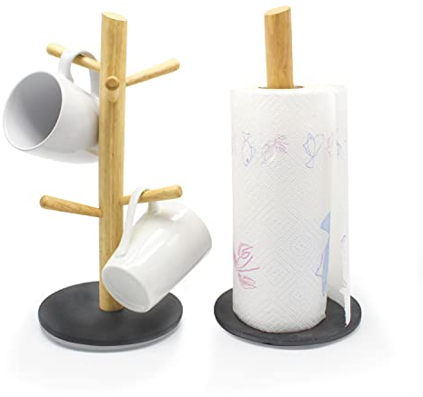 Kitchen Roll and 6 Mug Tree Holder Stand Tissue Paper Cup Rack Counter Organiser Van Gogh