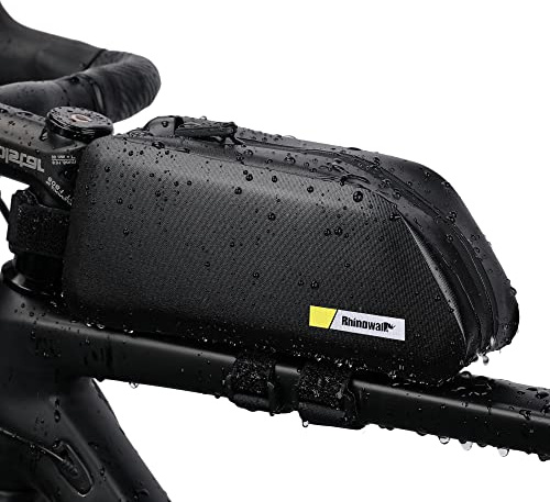 Rhinowalk Borsa per telaio da bicicletta impermeabile da 1,5 l, borsa anteriore per tubo superiore, accessorio per bicicletta (Black-2)