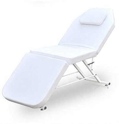 Acesunny Klappbar Massageliege Bett 3 Zonen Klappbar PVC Kosmetikliege Massagebank Massagetisch Dreifach gefaltetes Kosmetikbett Tragbare Klappmassage Tischbett Beauty Therapieliege Bänke (weiß)