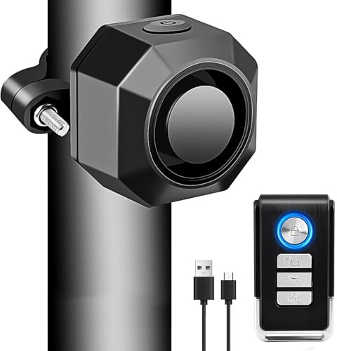 NineLeaf Anti-Diebstahl Fahrrad Alarm mit Halterung, USB C Wiederaufladbar 110dB Einbrecher Vibration Motorrad Alarm Sicherheitssystem Wasserdicht Fahrrad Mobilität Roller mit Fernbedienung 2PK