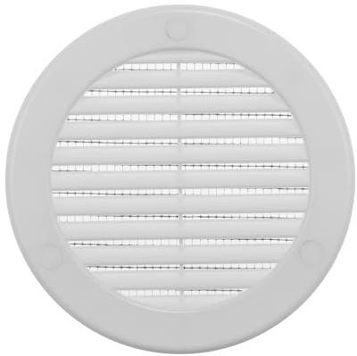 Vent Systems 100 mm / 4 Inch (Opening Dimensions) White Soffit Vent Cover - Plastic Round Air Vent Grille - Built-in Mesh Screen - HVAC Register Louver for Bathroom, Home, Kitchen