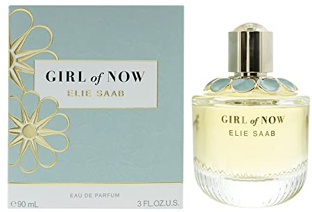 Elie Saab Girl of Now 90 ml – Eau de Parfum de Mujer – Fragancia Floral Gourmand – Adictivas Notas de Almendra, Flor de Azahar y Pachulí – Botella de Cristal Transparente