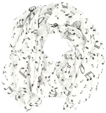 mugesh scarf notmotiv – trevlig present till musiker, Vit, 150cm x 50cm