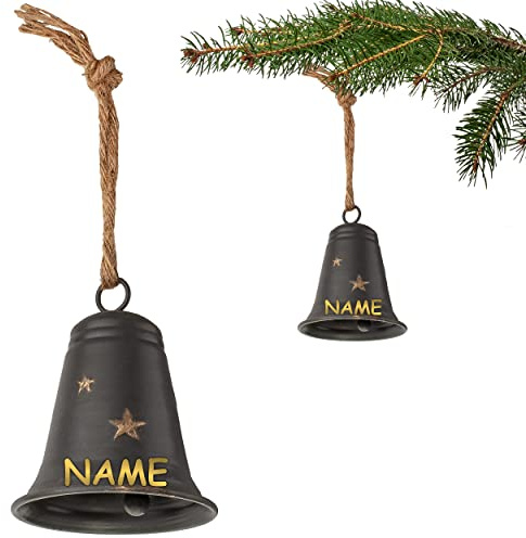alles-meine.de GmbH große - Metall Glocke/Klingel - 14 cm - inkl. Name - wetterfest - Winter & Weihnachten - zum Aufhängen & Hintellen - Deko - Glöckchen Klocken Jingle Bells G..