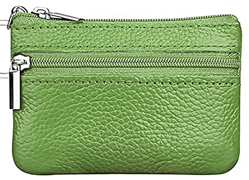 Moorle Damen Echtleder Münzbörsen Mini, Schlüsselbörse Geldbörse, Grün Geldbörse Münzbeutel Klein Herren, Schlüsseltasche Leder Tasche mit Schlüsselanhänger