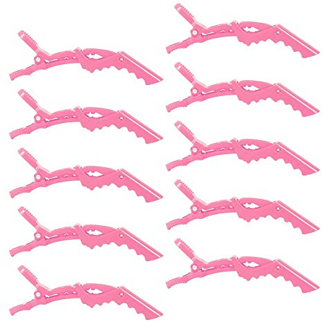 ZEVONDA Krokodil Clips Haarspangen - Professionelle Krokodil Haarschnitt Clips Styling Haarspangen Klemme mit rutschfestem Griff und breiten Zähnen, Rosa(10PCS)