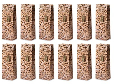 Flaskpåsar presentpåsar 12 stycken med motiv Cork Collection, födelsedagspresent, påsar för flaskor som gåva vid speciella tillfällen