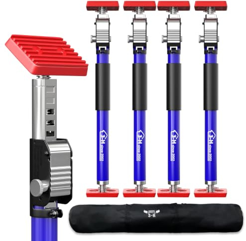 3-H 4X Türspanner Zargenspanner, Teleskopstützen 40-62cm bis 50kg (Blau) | Einhand-Klemmstütze für Schrankmontage, Stufenlos höhenverstellbare Montagestütze, Stahl-Abstützstange Teleskopstange