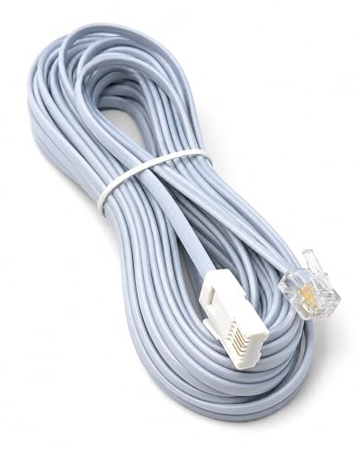 Drut Cavo da 10 m da BT a RJ11 a 4 Fili (431A) da Maschio a Maschio per Modem telefonico Britannico, 33 Piedi, Bianco