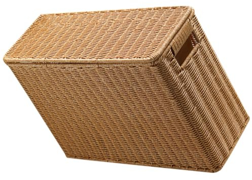 DEARMAMY Gewebter Seegraskorb, natürliches Weidengeflecht, Zeitungsständer, rechteckig, Zeitungsständer, Rattan, Spielzeug, Organizer, dekorativer Aufbewahrungskorb für Zuhause, Büro, Dekoration