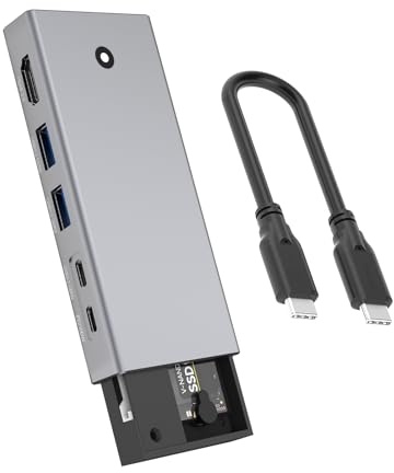 ZoraVson Enclosure SSD M2 NVME docking station con USB C Hub 5in 1, Adattatore USB M.2, 10 Gpbs USB 3.2 Gen2 M.2 NVMe e SATA SSD Adattatore, Caricabatterie Rapido PD 100W, HDMI 4K@60Hz, Alluminio