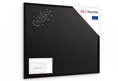 ALLboards Lavagna nera 100 x 80 cm, con cornice in legno ECO, colore nero, lavagna, gesso, lavagna con cornice in legno, lavagna da appendere