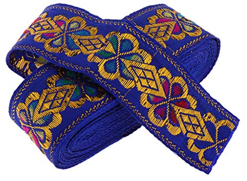 Duiaynke Geflochtenes besticktes Band, Jacquard-Bordüre, ethnischer Stoff, Band zum Nähen, Handwerksprojekte (Königsblau)