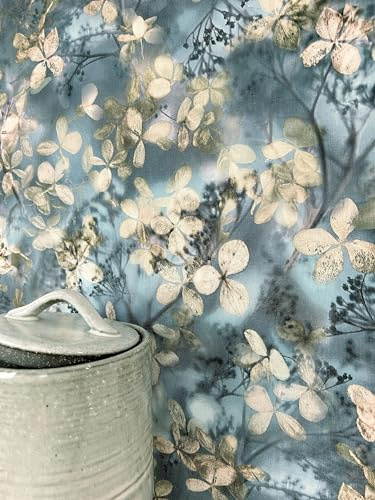 Newroom Tapete Blau Vlies Blumentapete - Vintage Floral Blätter Blüten für Wohnzimmer Schlafzimmer