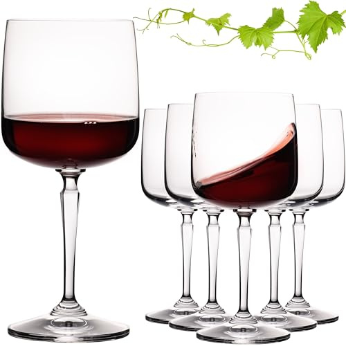 IMPERIAL Fyrkantiga vinglas, 380 ml, set med 6 delar Rio rödvinsglas av Crystalline glas, diskmaskinssäker, vintagestil