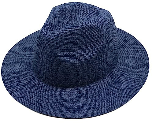 Hut Damen Fedora In Hüten mit breiter Krempe für den Strandausflug im Sommer, Sonnenschein, Trachtenhut Damen Casual Fashion Party (Navy, One Size)
