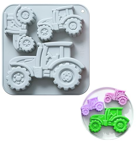 YJFY 3d Traktor Backform Silikon Backform Traktor DIY Auto Kuchenform Traktor 3 Größen Für die Herstellung von Mousse-Kuchen, Zuckerguss, Geburtstagskuchen für Partys und Versammlungen (Grau)