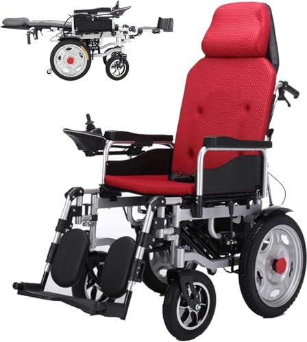 Zusammenklappbarer Hochleistungs-Elektrorollstuhl mit Kopfstütze, Verstellbarer Rückenlehne und Pedal, Joystick, Antrieb mit elektrischem Antrieb oder Verwendung als manueller Rollstuhl