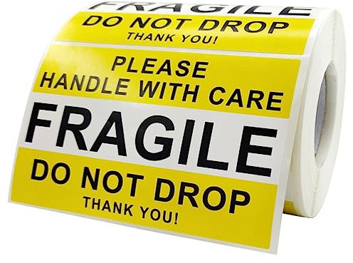 Parliky Fragile Warning Stickers Caution Decal Self-Adhesive Shipping Warning Labels Fragile Symbol Sticker for Cargo Transport Handle Care