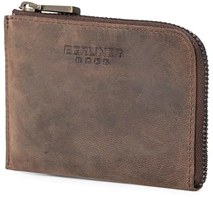 Berliner Bags Münzbörse Mark aus Leder, Kleingeldbörse | Klein Münzbeutel, YKK-Reißverschluss, Platz für Münzen, Karten und Banknoten, Coin Purse Leder für Damen und Herren
