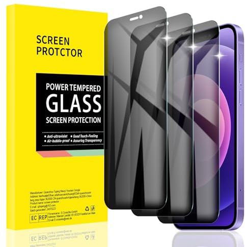 AKLPP [3 Pack] Sichtschutz Schutzfolie für iPhone 12/12 Pro, Anti-Spy Panzerglasfolie Zubehör, Privater Schutz, Anti-Kratzen, Hüllenfreundlich, Blasenfrei, 9H Härte, Schlagfest