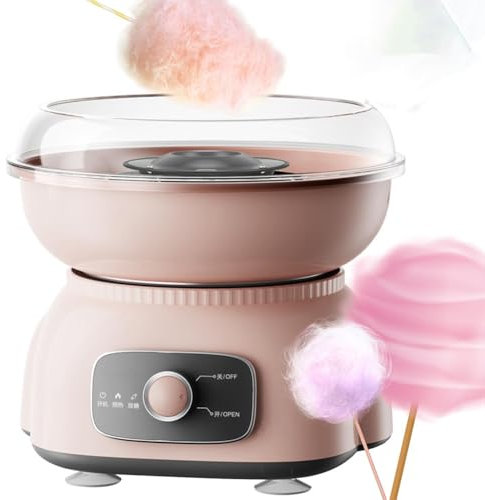 Household Cotton Candy Machine, 500W Electric Cotton Candy Maker,with Splash Prevention Bowl and Removable & Washable, Makes Hard Sugar, Sugar Floss, Homemade Sweets for Birthday Parties pink