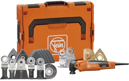 FEIN Multimaster MM 500 Plus Top EDITION,La MultiTool para obras en interiores y reformas con 62 accesorios, para serrar en madera y metal, lijar, separar azulejos y mucho más.